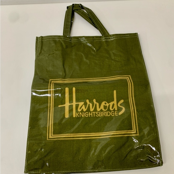 1980s Vintage Harrod's Knightsbridge PVC Vinyl Coated Fabric Shopping Tote Bag - Picture 16 of 16